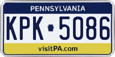 PA license plate KPK5086