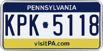 PA license plate KPK5118