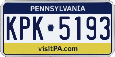 PA license plate KPK5193