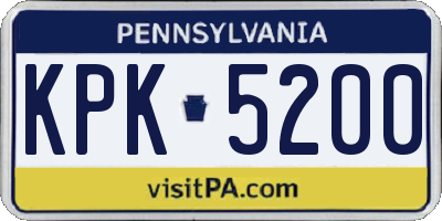PA license plate KPK5200