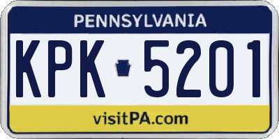PA license plate KPK5201