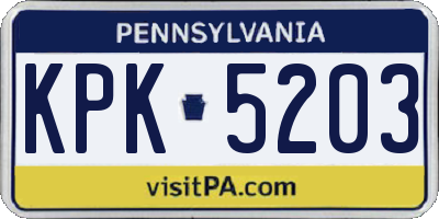 PA license plate KPK5203
