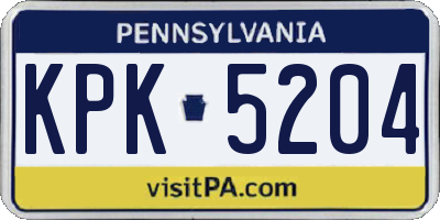 PA license plate KPK5204