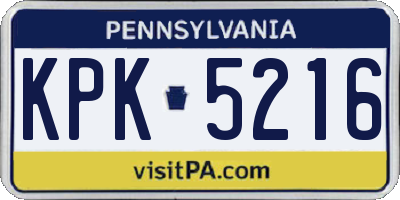 PA license plate KPK5216
