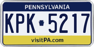 PA license plate KPK5217