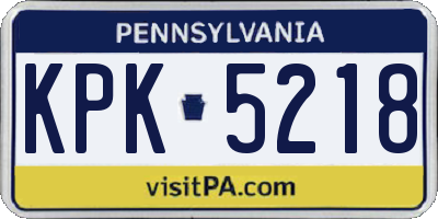 PA license plate KPK5218
