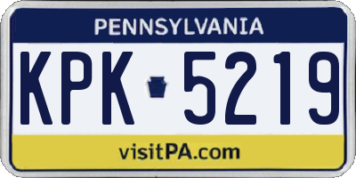 PA license plate KPK5219