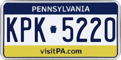 PA license plate KPK5220