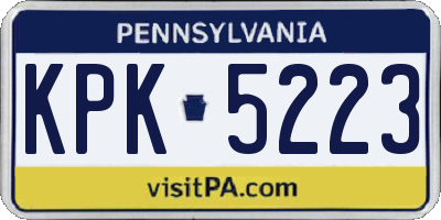 PA license plate KPK5223