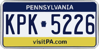 PA license plate KPK5226