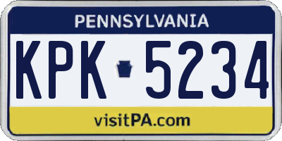 PA license plate KPK5234