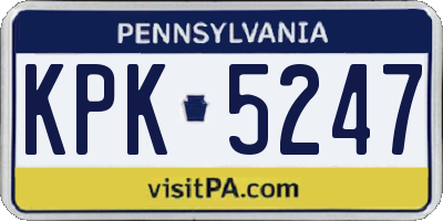 PA license plate KPK5247