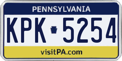 PA license plate KPK5254
