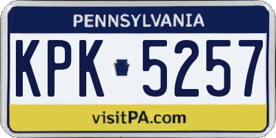 PA license plate KPK5257
