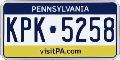 PA license plate KPK5258