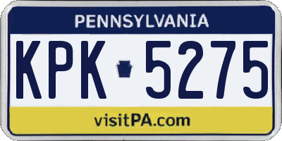 PA license plate KPK5275