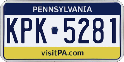 PA license plate KPK5281