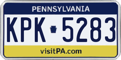 PA license plate KPK5283