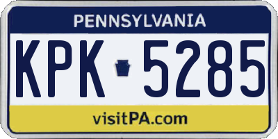 PA license plate KPK5285