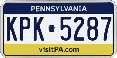 PA license plate KPK5287