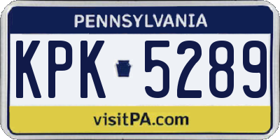 PA license plate KPK5289