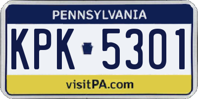 PA license plate KPK5301