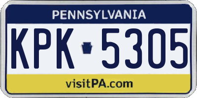 PA license plate KPK5305
