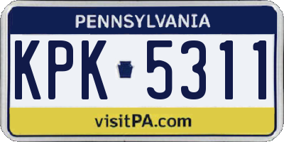 PA license plate KPK5311