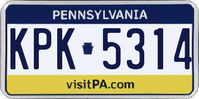 PA license plate KPK5314