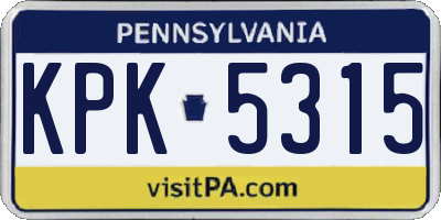PA license plate KPK5315