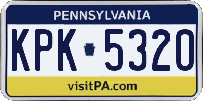 PA license plate KPK5320
