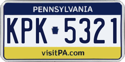 PA license plate KPK5321