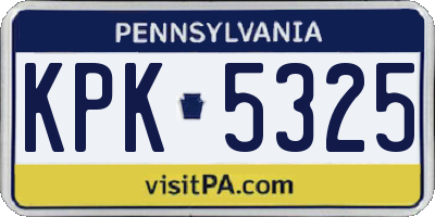 PA license plate KPK5325