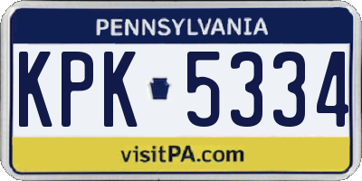 PA license plate KPK5334