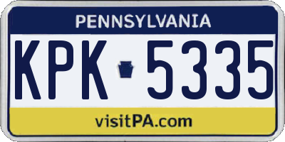 PA license plate KPK5335
