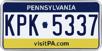 PA license plate KPK5337