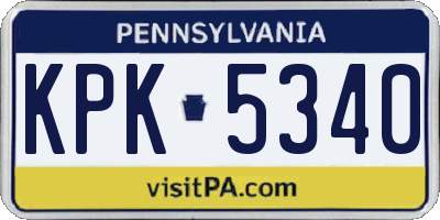 PA license plate KPK5340