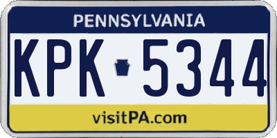 PA license plate KPK5344