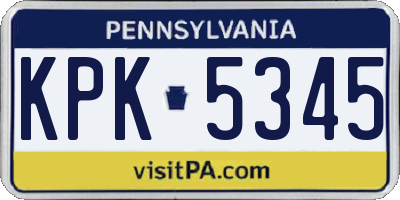 PA license plate KPK5345