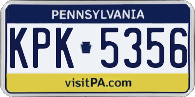 PA license plate KPK5356