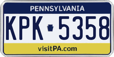 PA license plate KPK5358