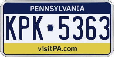 PA license plate KPK5363