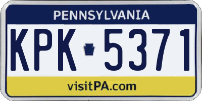 PA license plate KPK5371
