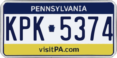 PA license plate KPK5374