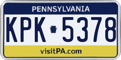 PA license plate KPK5378