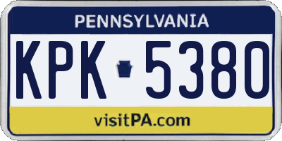 PA license plate KPK5380