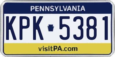 PA license plate KPK5381