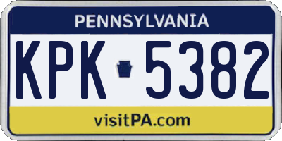 PA license plate KPK5382