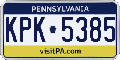 PA license plate KPK5385