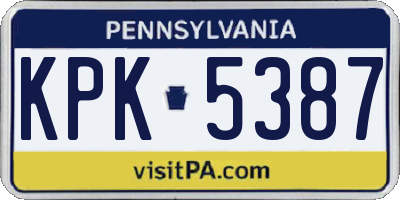 PA license plate KPK5387